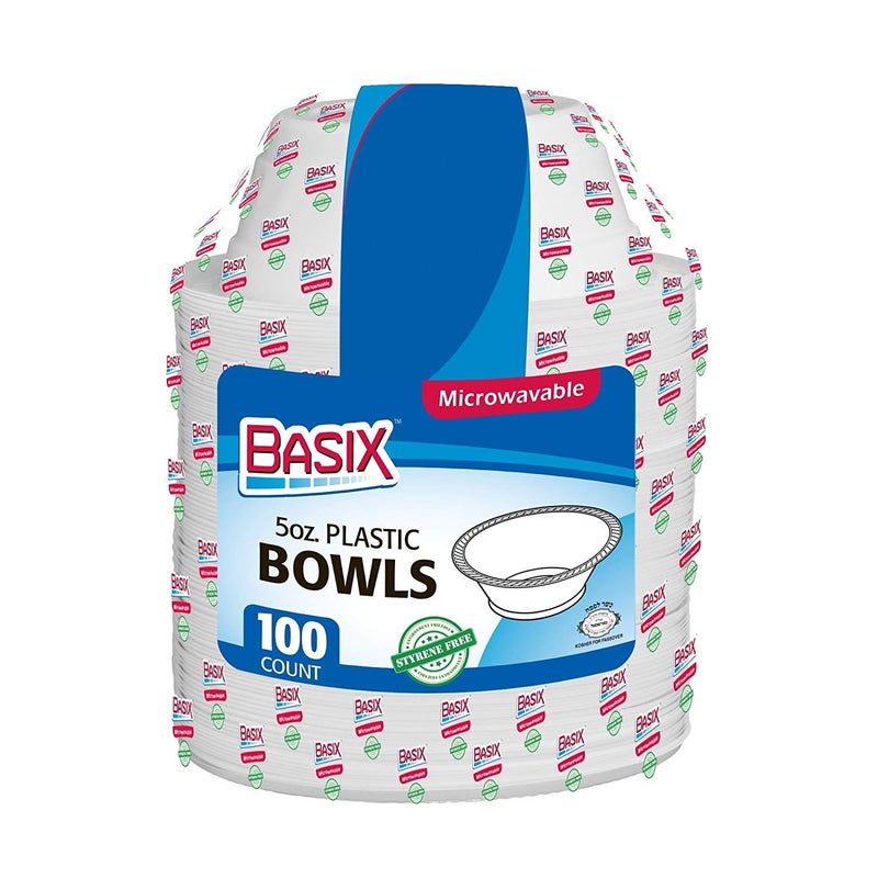 Basix [400 Count] Disposable 5 Oz White Plastic Dessert Bowls, Microwavable, Great For School, Take Out, Events, Home, Office, Wedding, Parties, Or Everyday Use, 4 Packs - Image 3